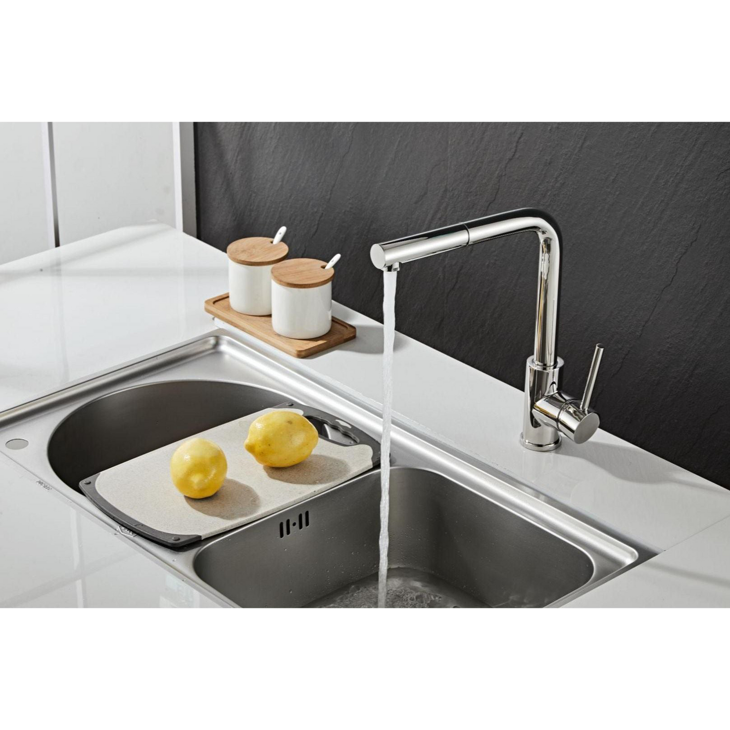 Kitchen tap with pull-out - Polished (chrome)