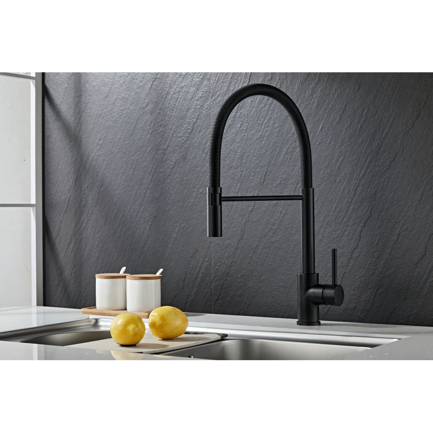 Kitchen faucet w/movable faucet - Matt Black