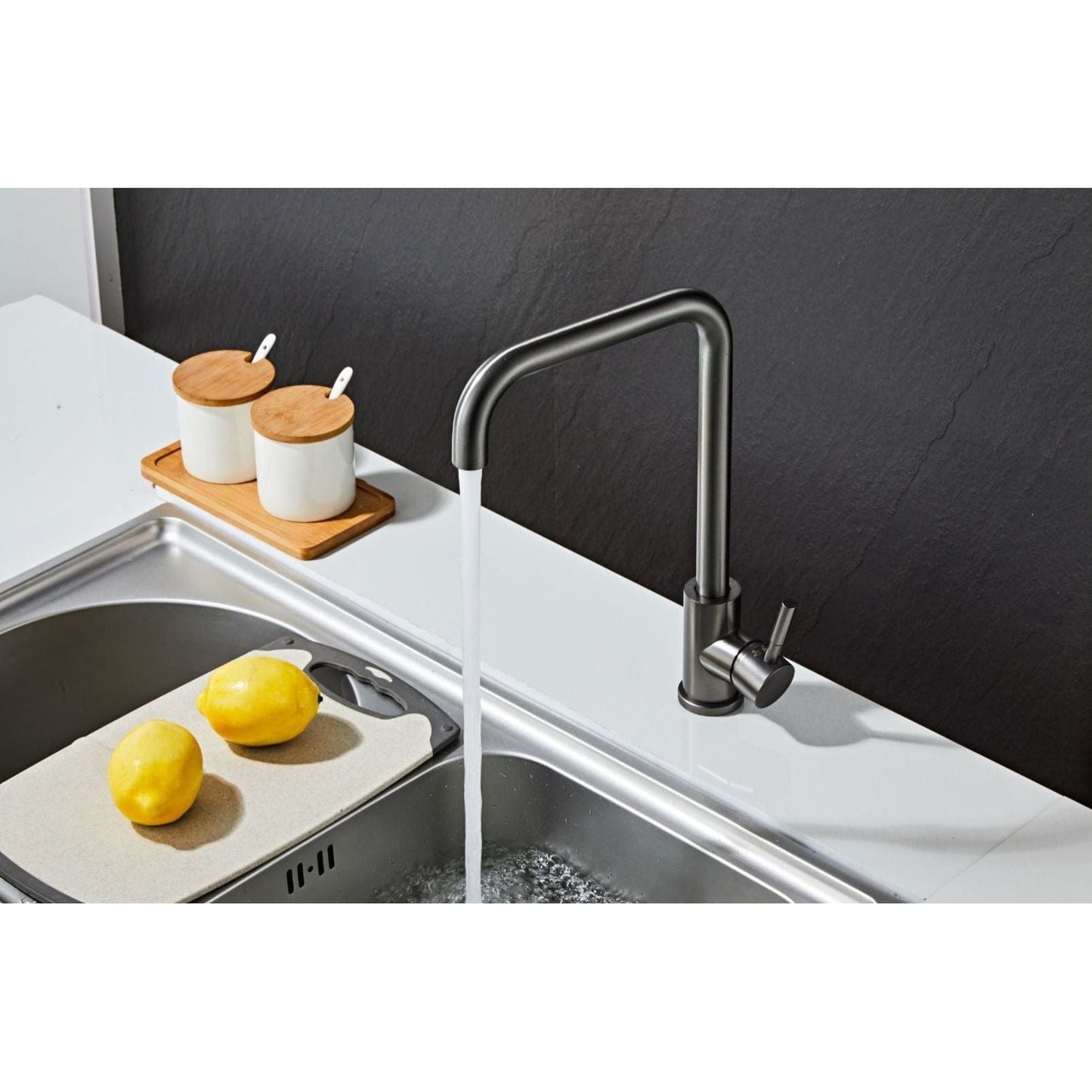 Kitchen faucet w/angled spout - Gun metal