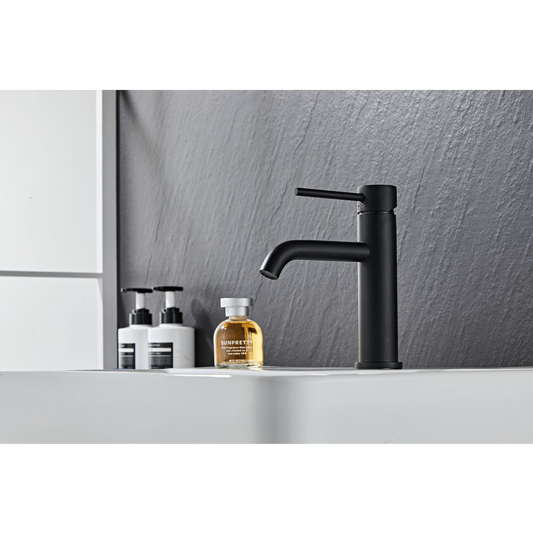 Washbasin fitting w/angled spigot - Slim - Black