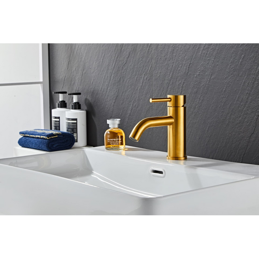 Washbasin fitting w/angled end spigot - Brushed gold 