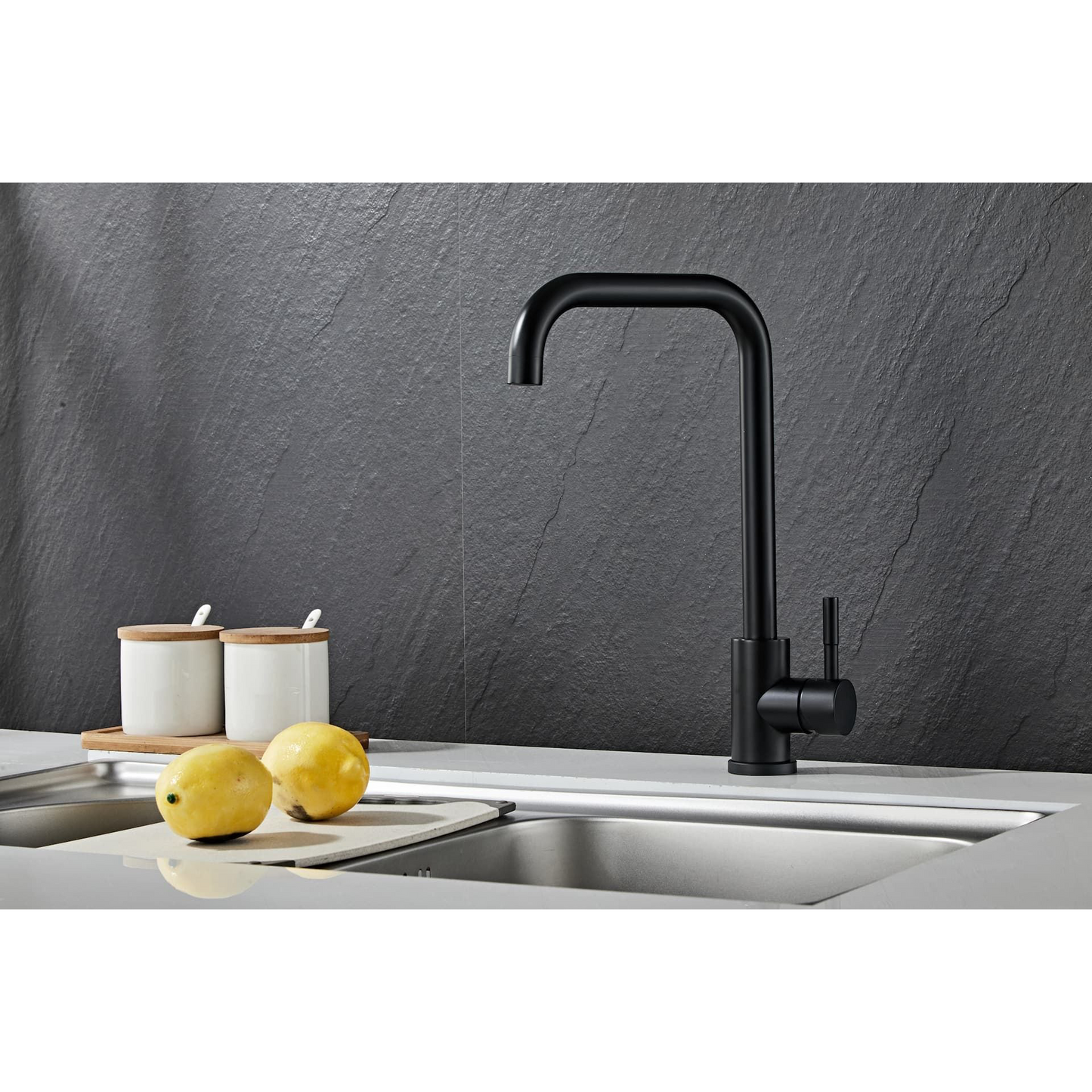 Kitchen faucet w/angled spout - Black