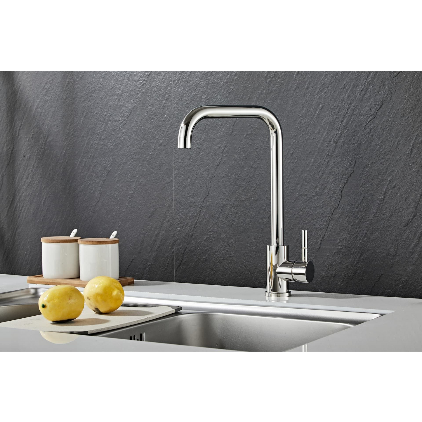 Kitchen faucet w/angled spout - Polished (chrome)