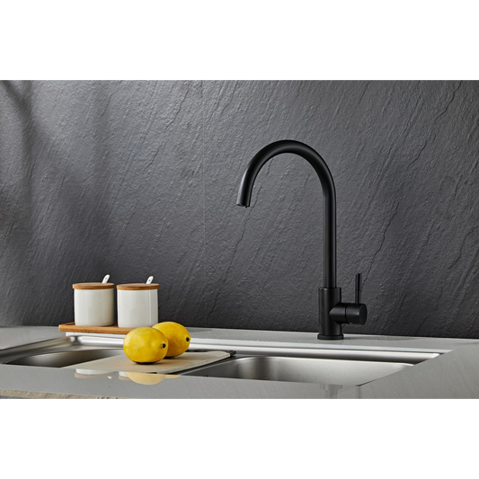 Kitchen faucet w/curved spigot - Black