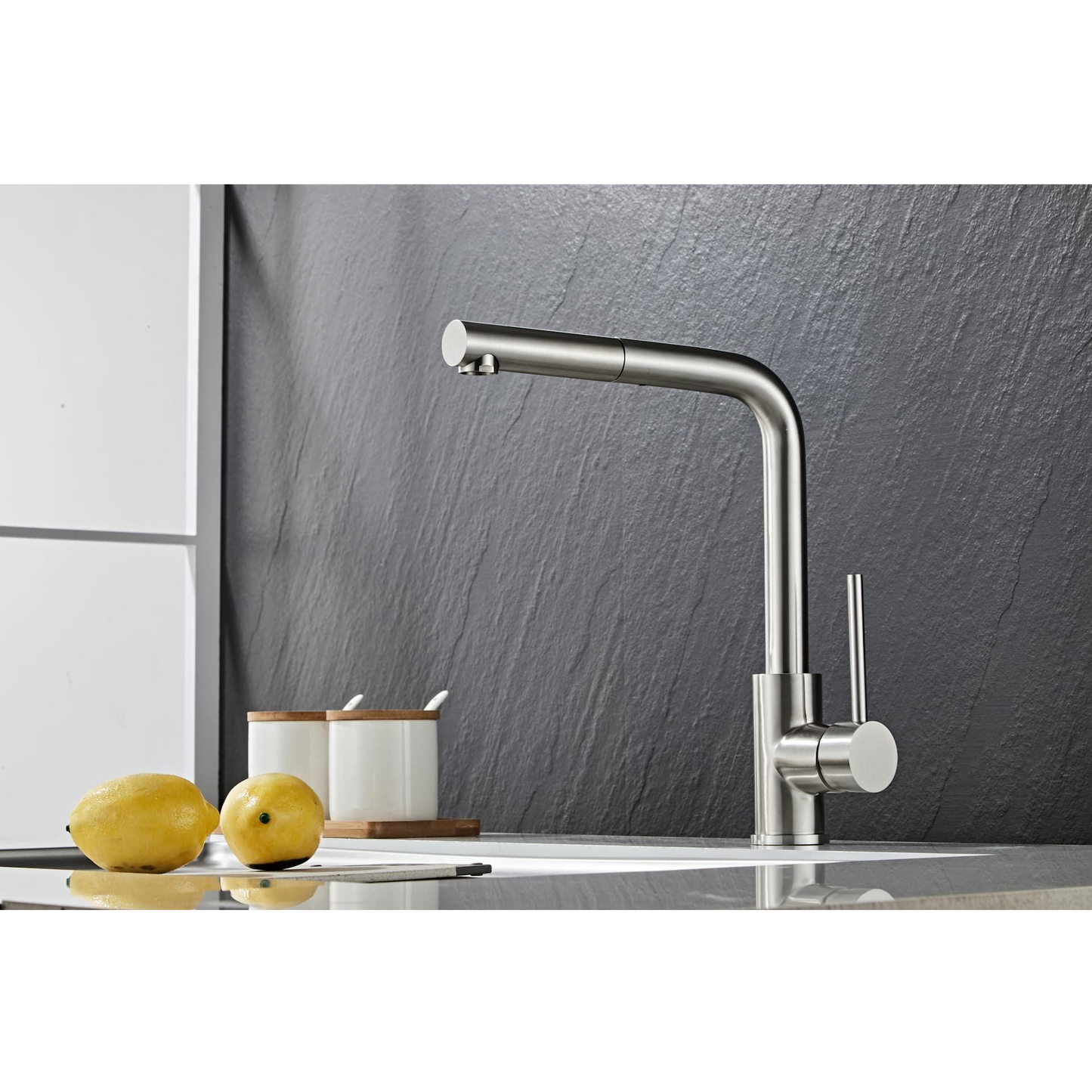 Kitchen tap with pull-out - Brushed steel