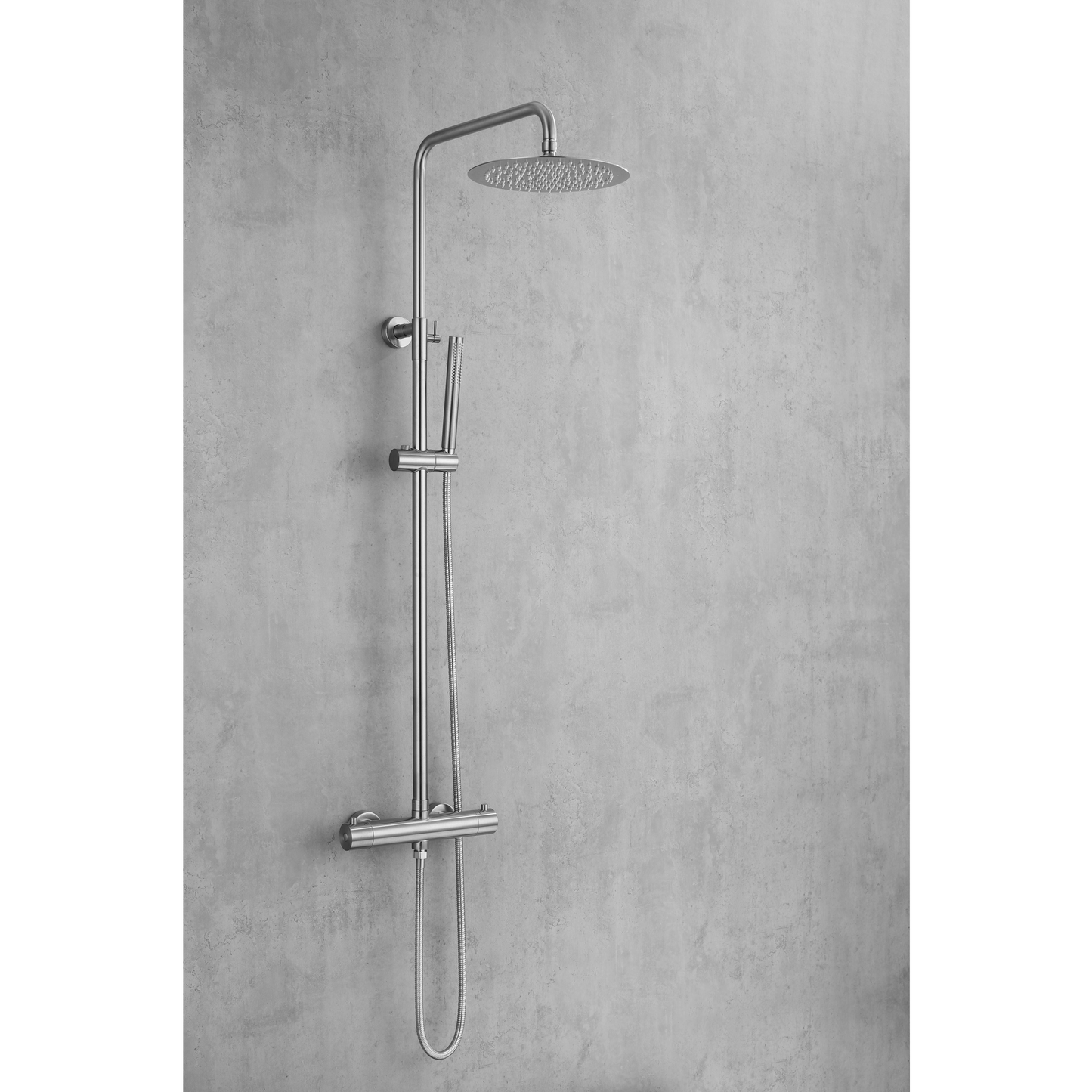 Shower set with thermostatic mixer - Brushed steel