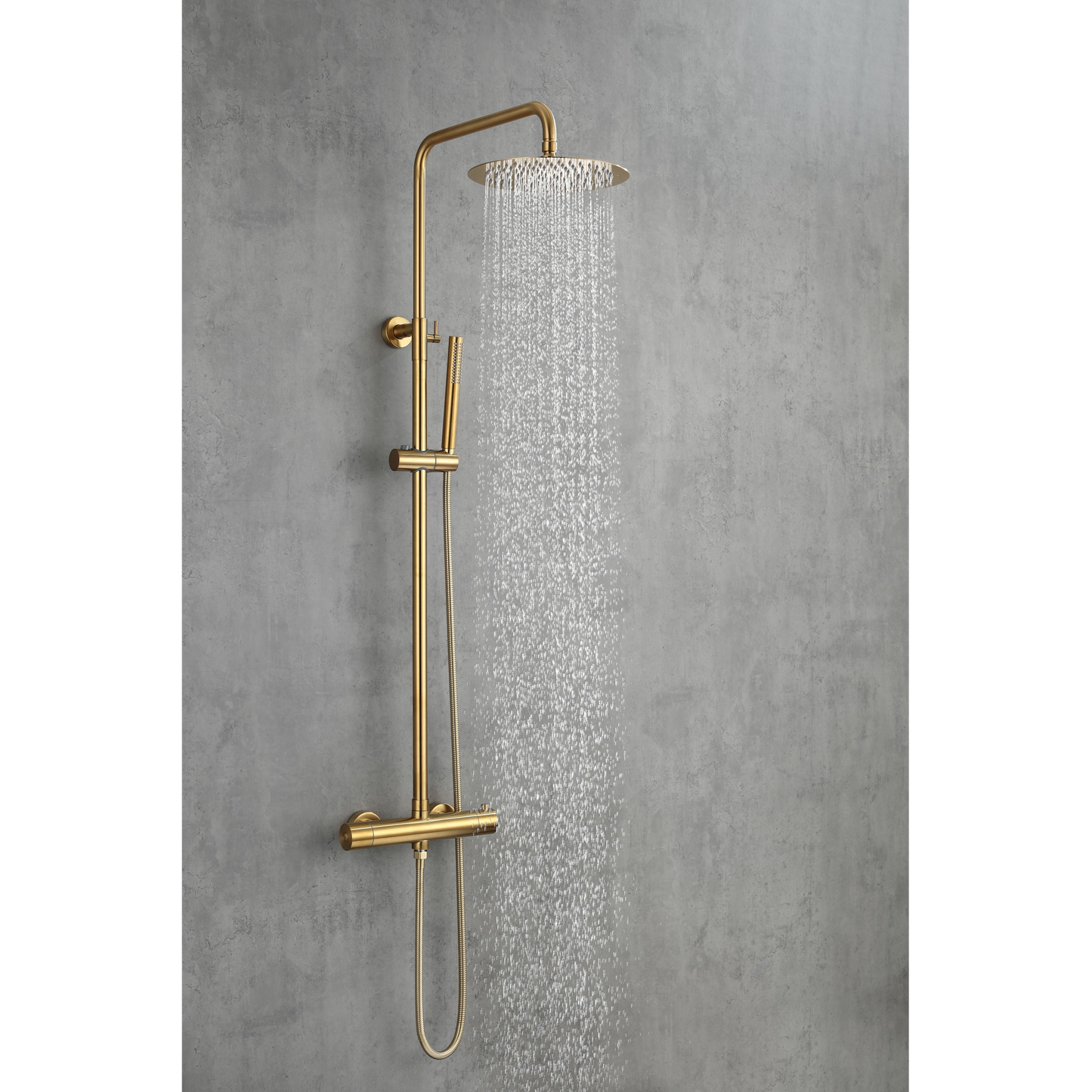 Shower set with thermostatic mixer - Brushed gold