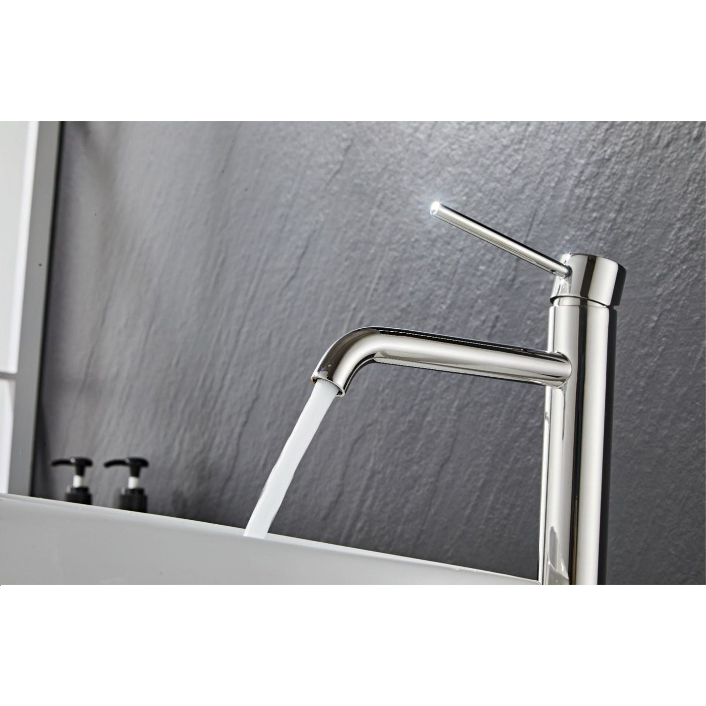 Washbasin fitting w/angled end spout - Tall - Slim - Polished (chrome)