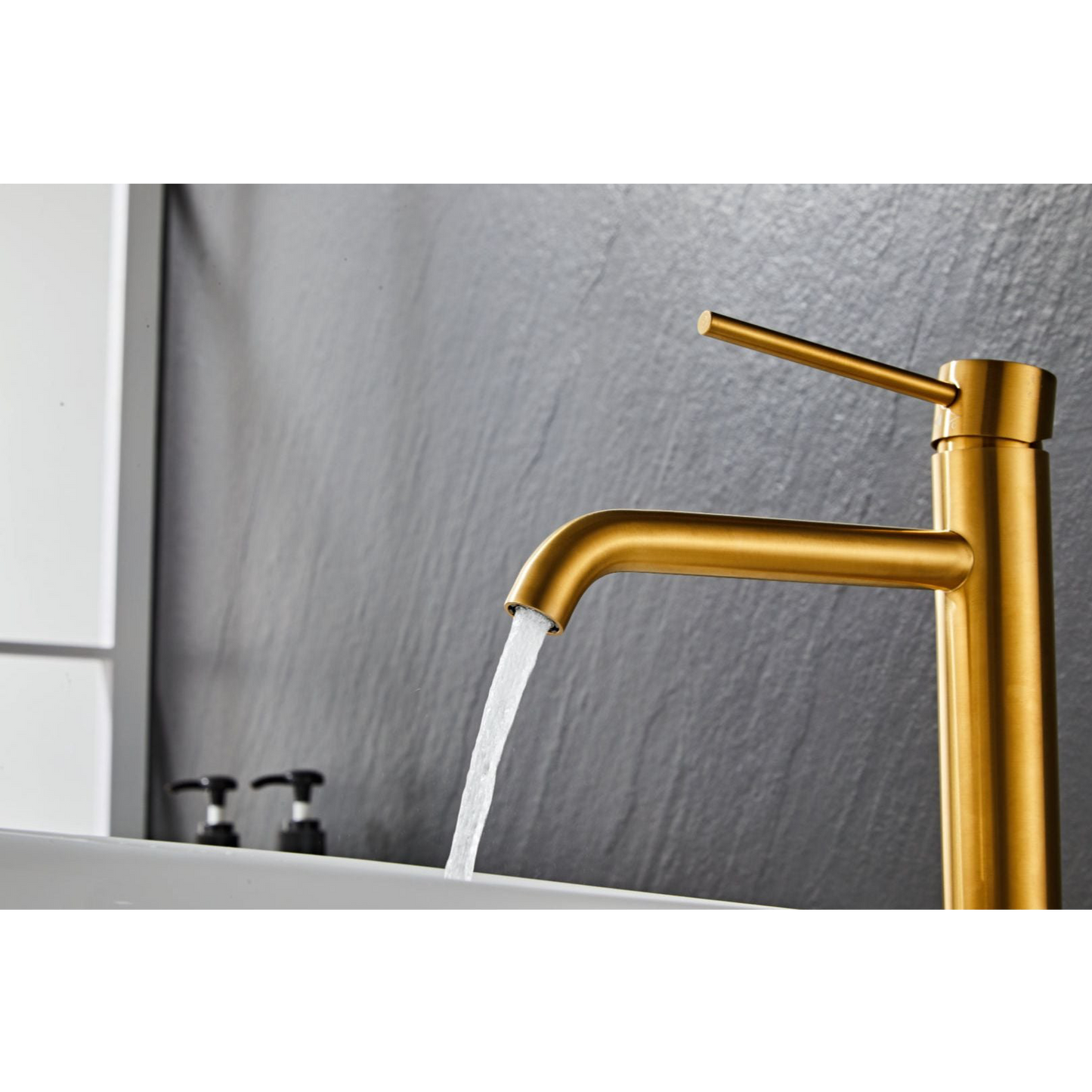 Washbasin fitting w/angled end spigot - Tall - Slim - Brushed gold