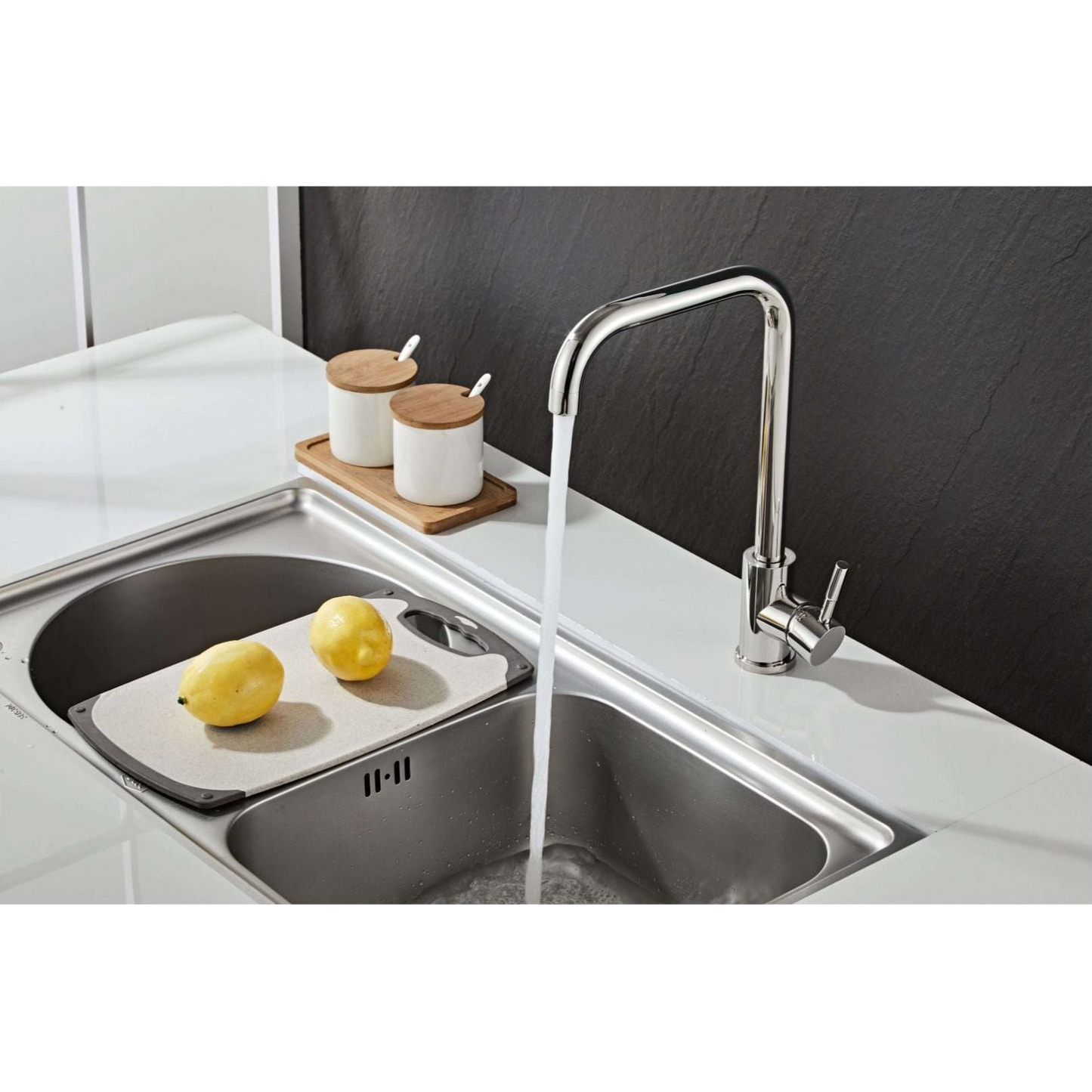 Kitchen faucet w/angled spout - Polished (chrome)