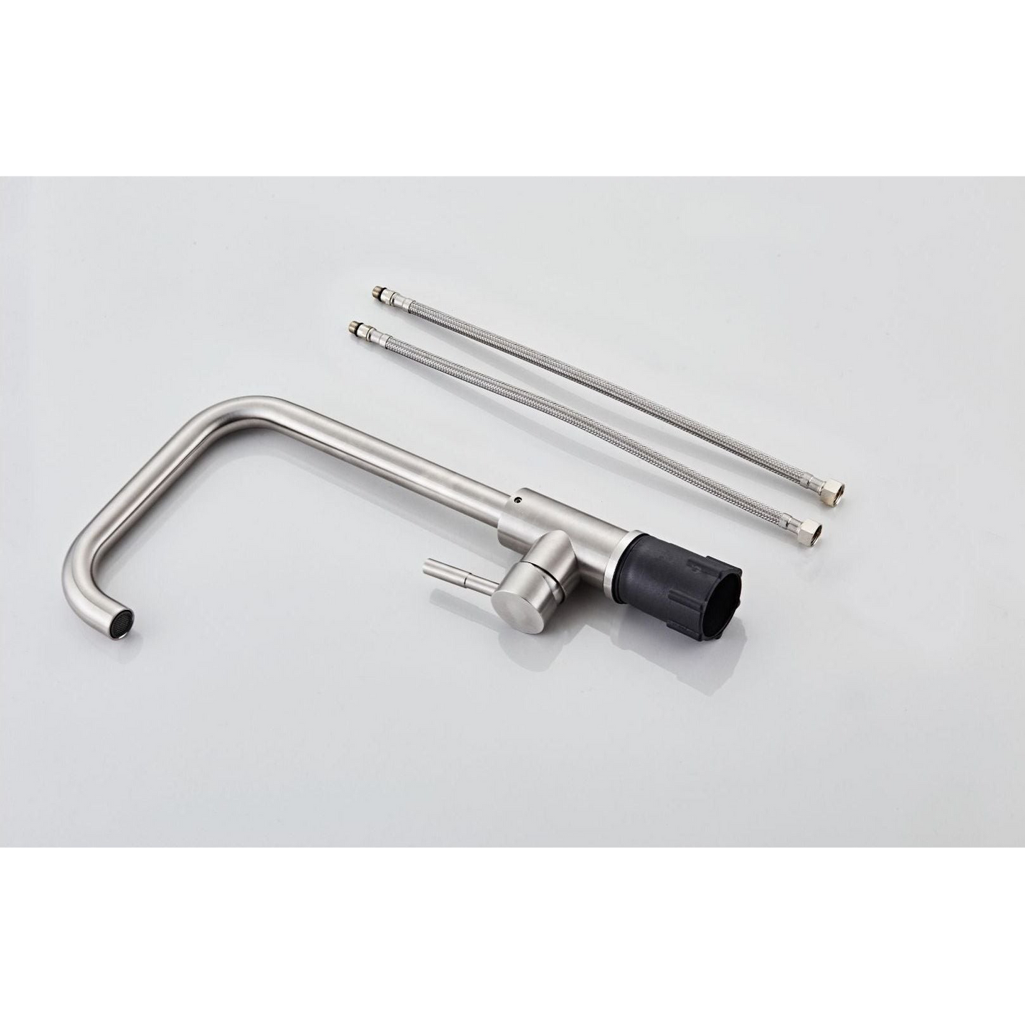 Kitchen faucet w/angled spout - Brushed steel