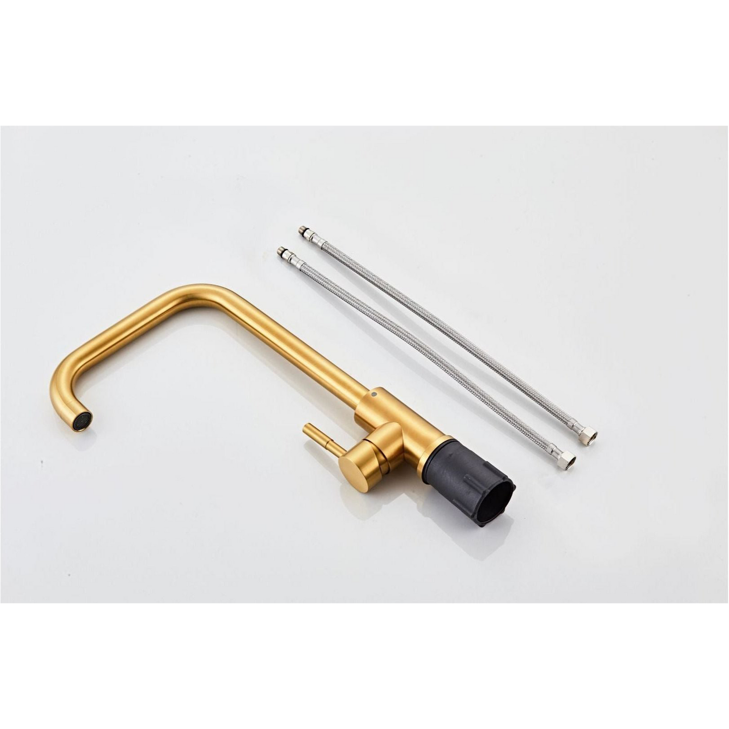 Kitchen faucet w/angled spout - Brushed gold