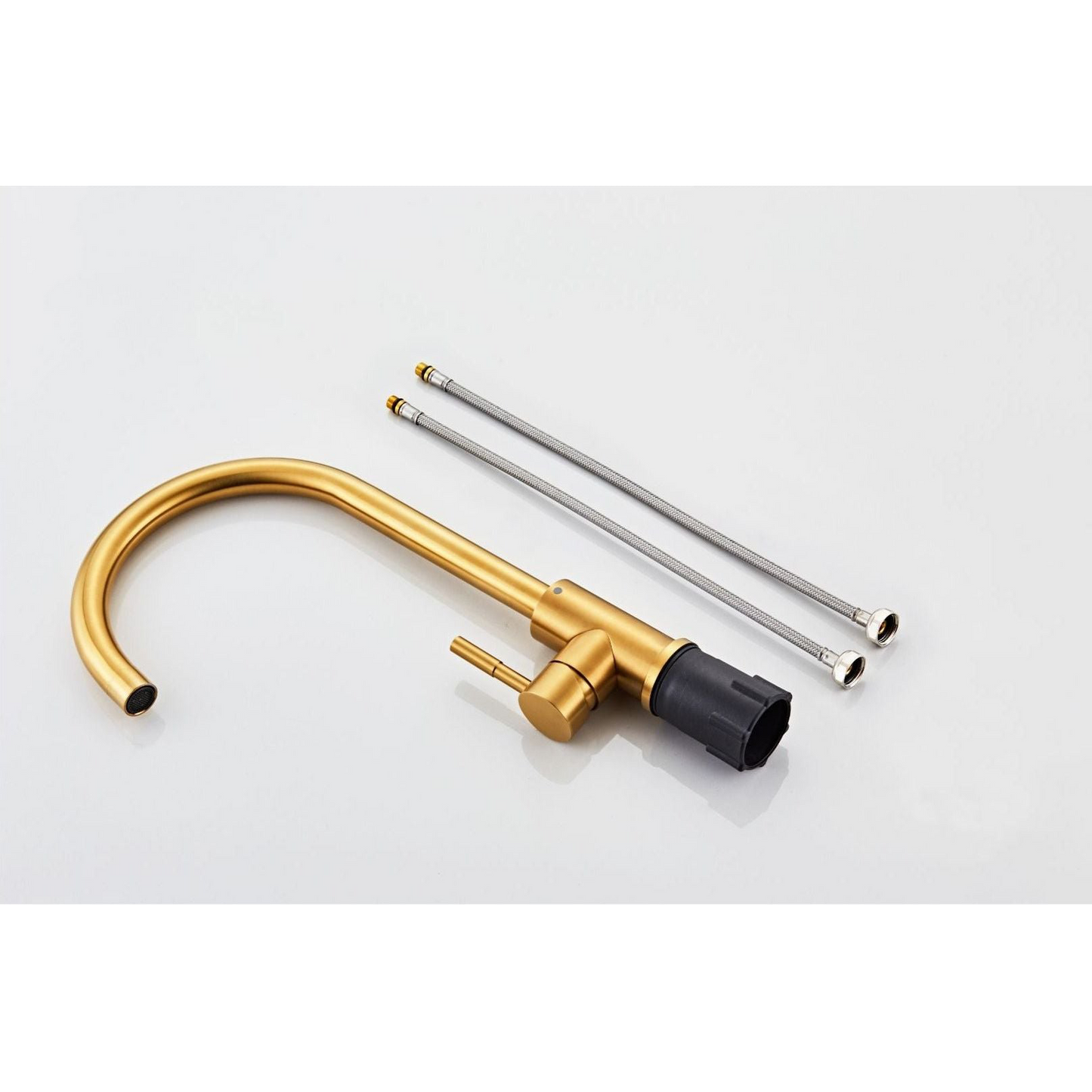 Kitchen faucet w/curved spigot - Brushed gold