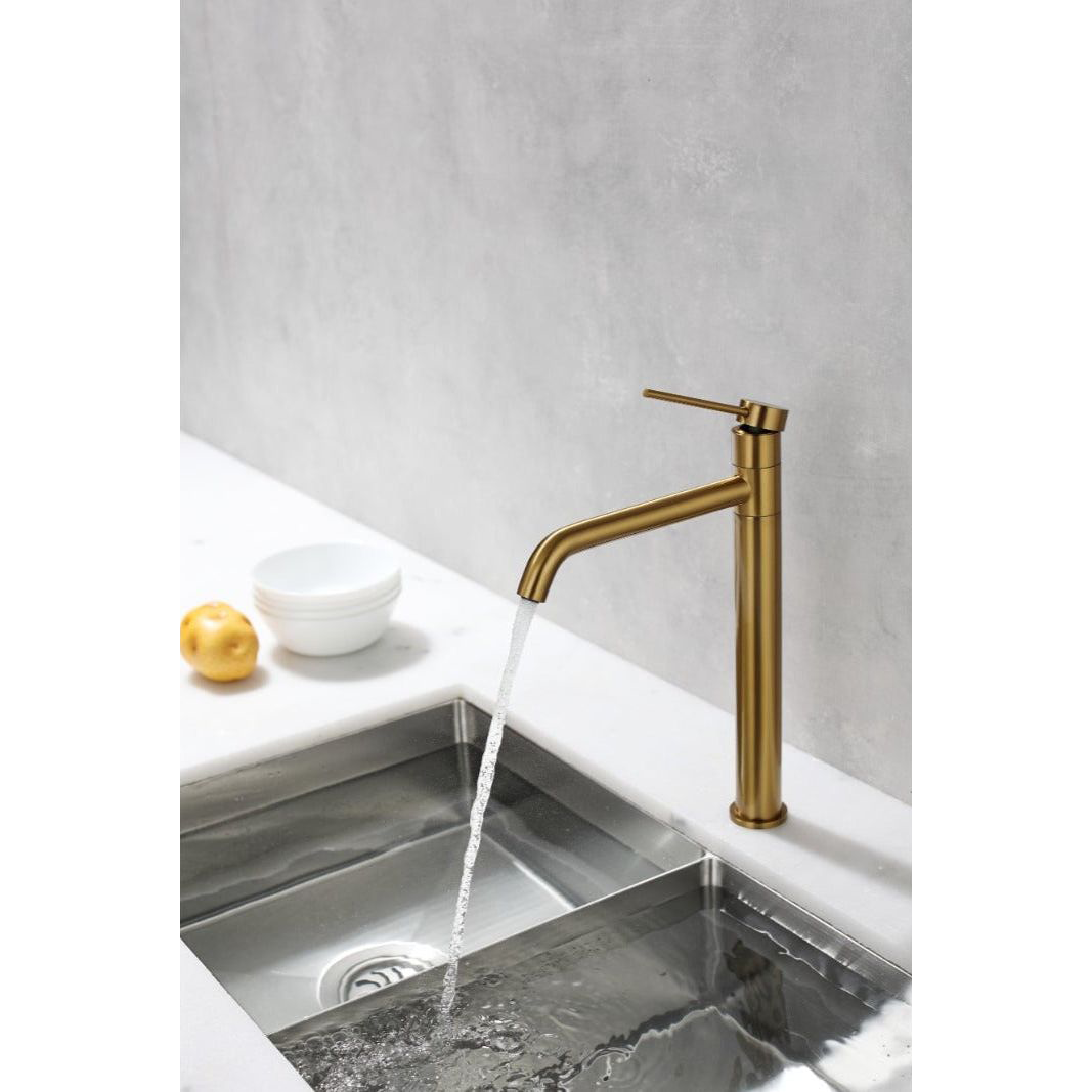 Kitchen faucet w/adjustable tap - Brushed gold