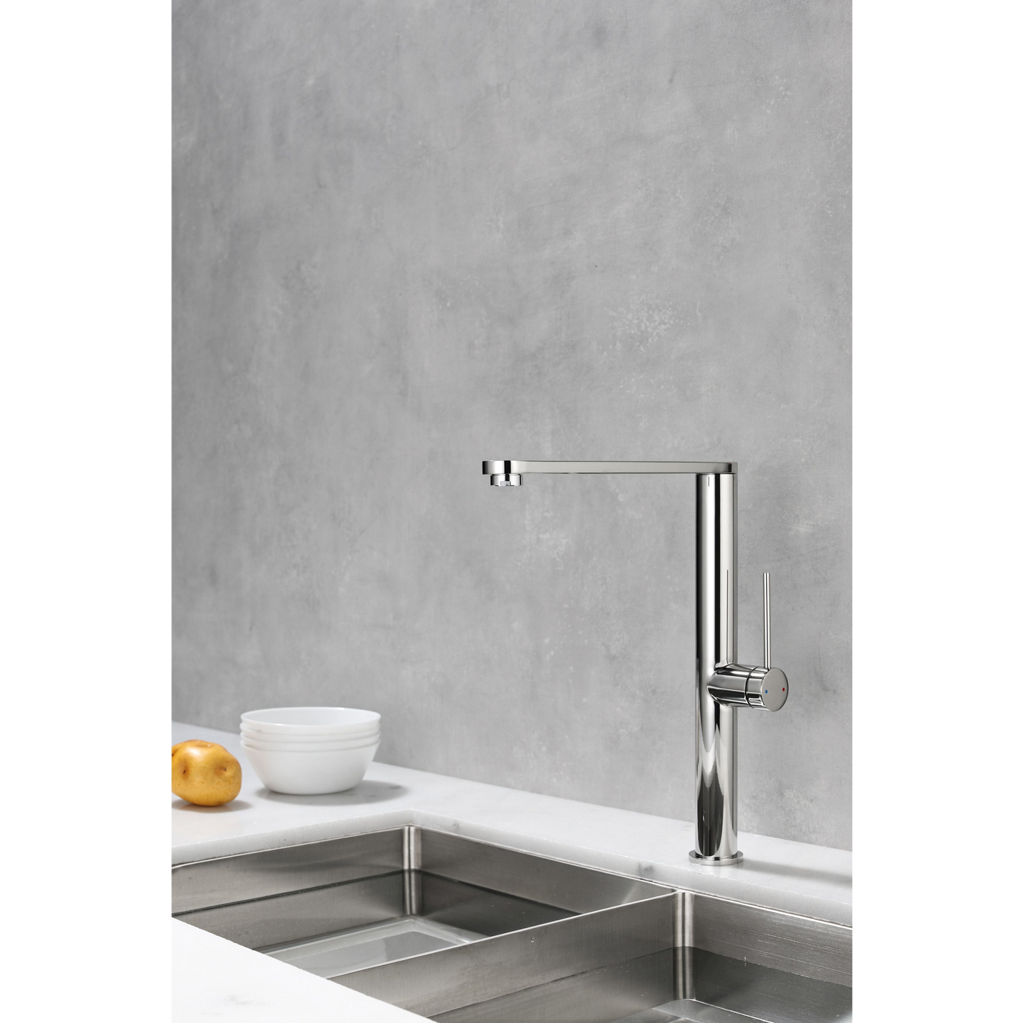 Kitchen faucet w/flat tap - Polished (chrome)