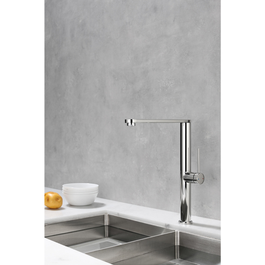 Kitchen faucet w/flat tap - Polished (chrome)