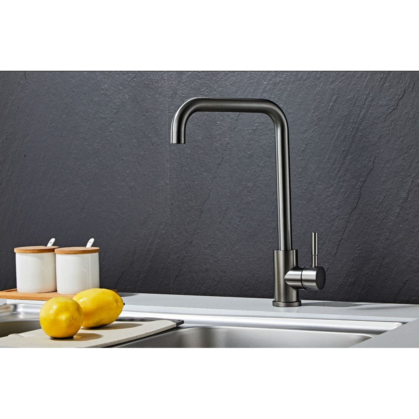 Kitchen faucet w/angled spout - Gun metal