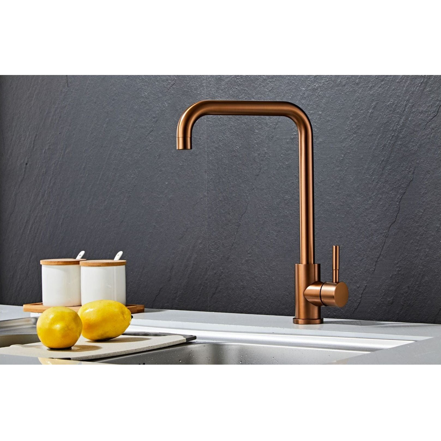 Kitchen faucet w/angled spout - Copper