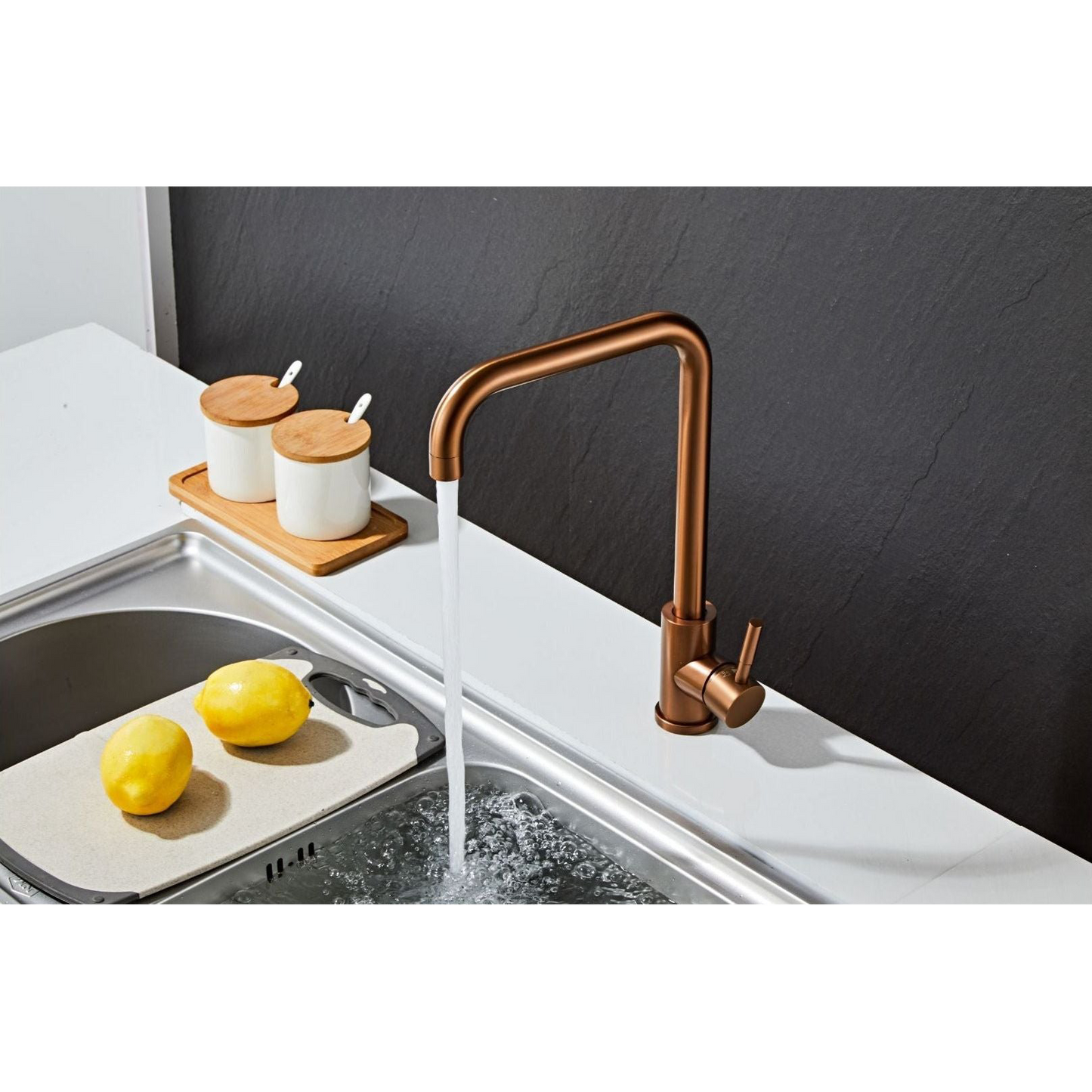 Kitchen faucet w/angled spout - Copper