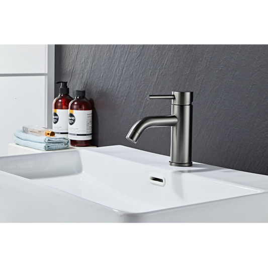 Washbasin fitting w/angled end spout - Gun metal