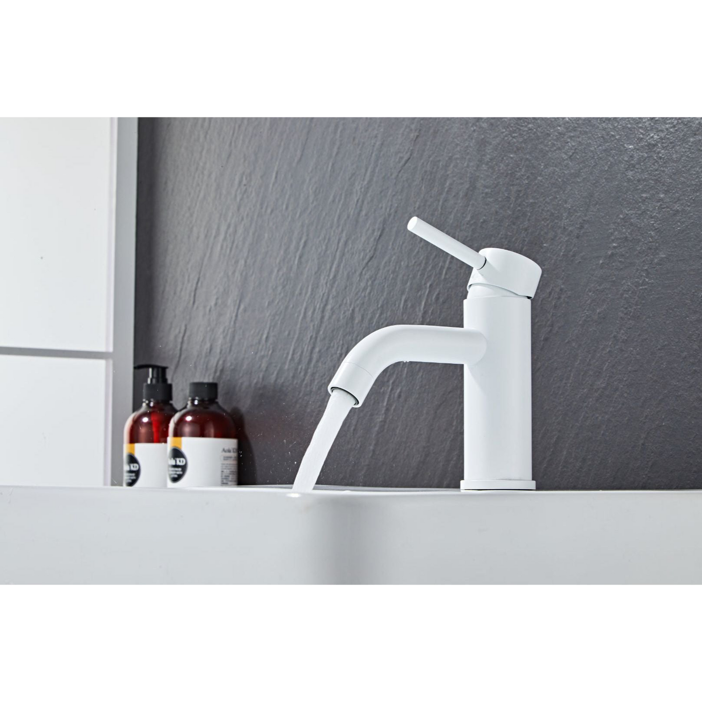 Washbasin fitting w/angled end spout - Matt white