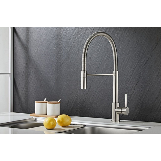 Kitchen faucet w/movable tap - Brushed steel