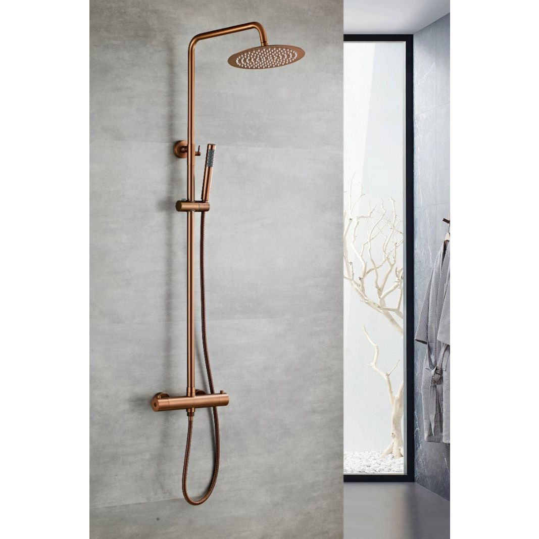 Shower set with thermostatic mixer - Copper