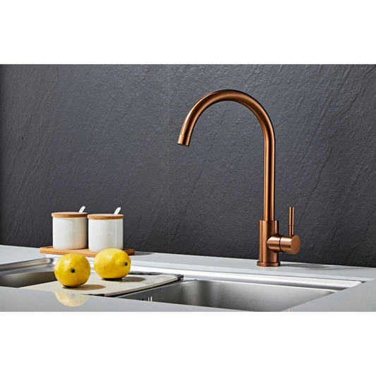 Kitchen faucet w/curved spigot - Copper