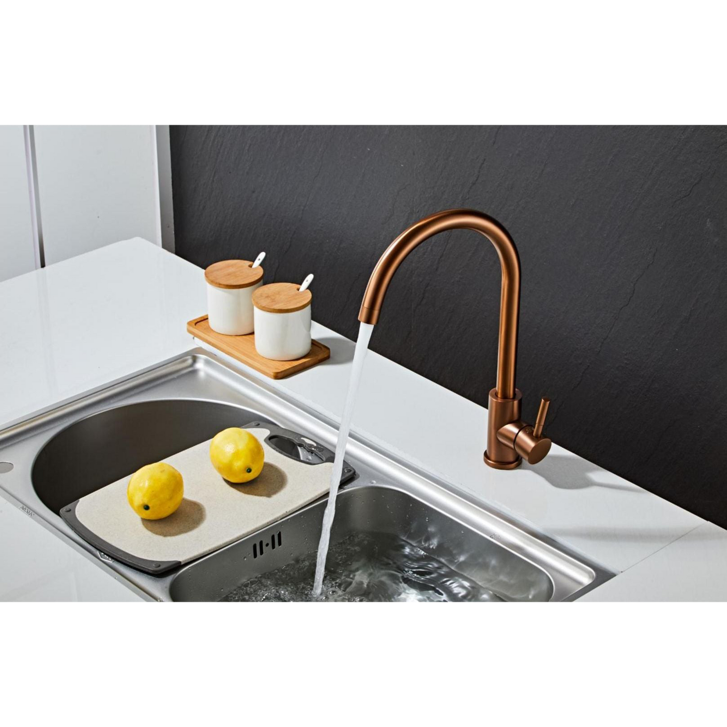 Kitchen faucet w/curved spigot - Copper