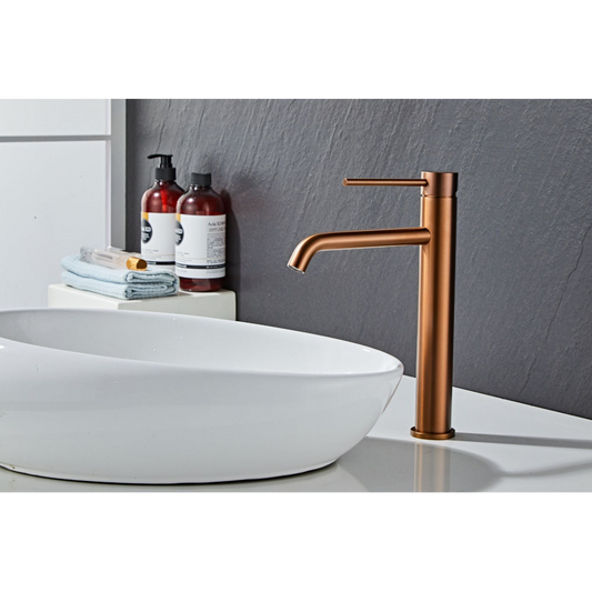 Washbasin fitting w/angled end spigot - Tall - Slim - Copper